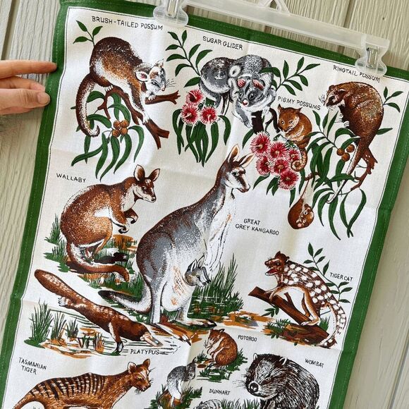 Vintage Animals of Tasmania Souvenir Tea Towel 100% Cotton 30"x18" - Picture 4 of 9